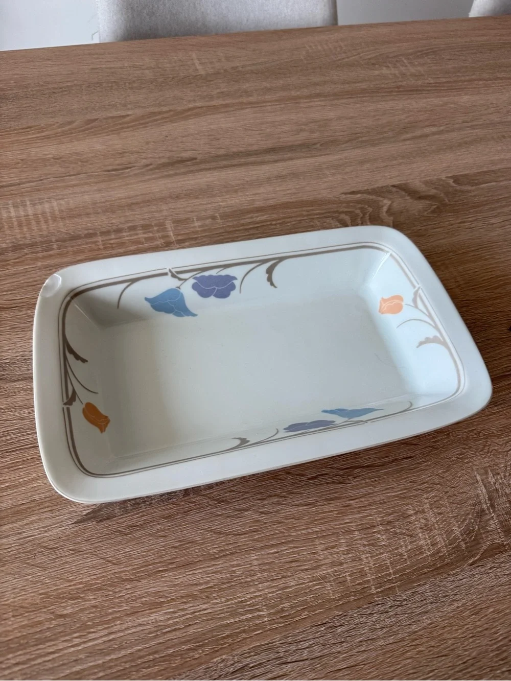 Dansk Tivoli Belles Fleurs Taupe floral pattern Baking Dish 13 in VTG